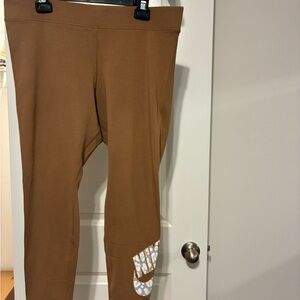 Nike Tan Leggings with White Logo
